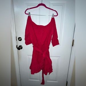 LIKE NEW New York & Company Belted Eyelet Dress with Ruffle - Sz XL